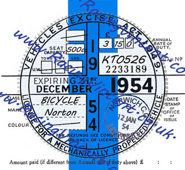1954 Tax Disc